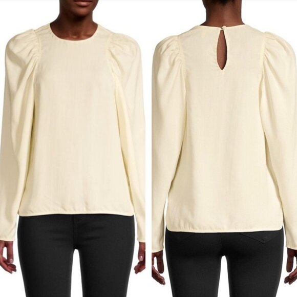 Rebecca Taylor Bone Puff Sleeve Blouse - S - Picture 1 of 3